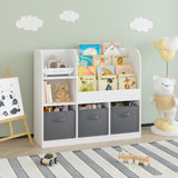 Kids Bookcase and Bookshelf, Multifunctional Bookcase with 3 Collapsible Fabric Drawers, Bookcase W808127602