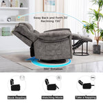 ZUN Swivel and Rocking Recliner Chair with Massage and Heating Bonded Leather Sofa W1403P172912