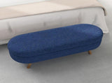 Ottoman Oval Storage Bench,Rubber Wood Legs,BLUE W487P220594