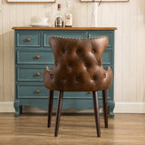 Viking Tufted Button Back barrel chair with Nailhead, Brown T2574P164502
