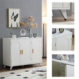 Sideboard Buffet cabinet with 3 doors and removable shelves, for living room, dining room, ivory W1705P179819