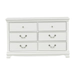 ZUN Classic Traditional Style Dresser of 6x Drawers White Finish Bedroom Antique Handles Wooden B01182191