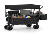 Foldable Utility Wagon,Adjustable Handle Outdoor Wagon, Puncture-Proof Wheels with Brakes, Removable 21094050