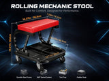 Heavy Duty CFrame Rolling Mechanic Stool, Garage Shop Seat with Divided Tool Storage Tray, Padded 18083838