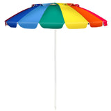 8 Ft Beach Umbrella With UV Protection 16-Ribbed Windproof Frame 72593657