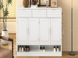 U-Style Farmhouse Sideboard with 3 Drawers & 4 Doors,59.1" Multi-Functional Storage Buffet with N711P345213K