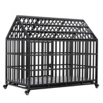 ZUN 52" Heavy Duty Dog Crate Large Dog cage Strong Metal Dog Kennels and Crates for Large Dogs with 4 W206137933