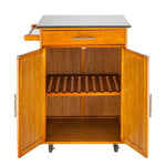 ZUN Moveable Kitchen Cart with Stainless Steel Table Top & One Drawer & One Cabinet Sapele 61792927