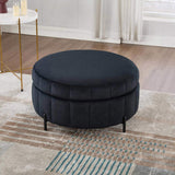 31.5"W Upholstered Round Ottoman With Reversible Lid, Velvet Storage Stool, Channel Tufted W3118P272833