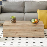 ZUN Modern MDF coffee table with wood texture pattern -39.3x23.6x11.8 inches - stylish and durable W1151P173268