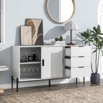 ZUN Modern Featured Storage Cabinet Sideboard with Glass Sliding Door and 3 Drawers, Entryway Console W409P153985