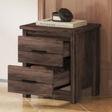 Vintage Two Drawer Nightstand, Simple and Generous Storage Space,Dark Walnut WF324088AAD