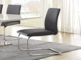 Sleek Contemporary Style Side Chairs Set of 2, Gray Faux Leather Diamond Pattern Stitching Chrome B011P220983