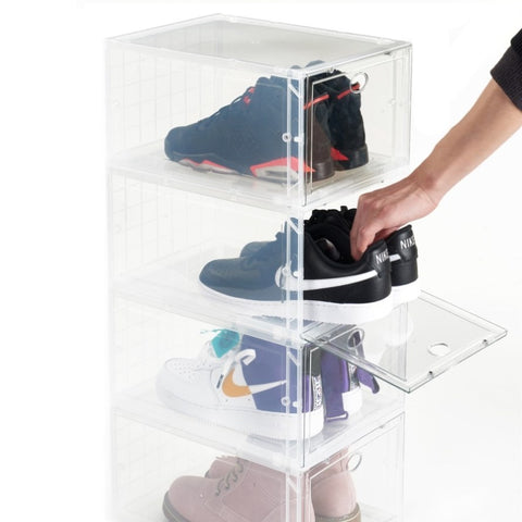 ZUN Set of 4 Stackable Clear Plastic Shoe Storage Box W2181P164299