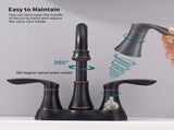 2-Handle 4-Inch Oil Rubbed Bronze Bathroom Faucet, Bathroom Vanity Sink Faucets with Pop-up Drain 94310514