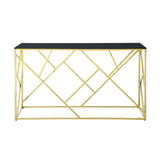 ZUN Modern Glass Console Table, 55" Gold Sofa Table with Sturdy Metal Frame and Black Tempered Glass W1567110796