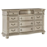 Silver Finish European Design 1pc Luxury Dresser with 11 Drawers Genuine Marble Insert Traditional B011P264611
