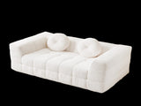66.5-inch Modern Boneless Couch with Two Circular throw pillows,Skin-friendly lychee-textured W834P366232