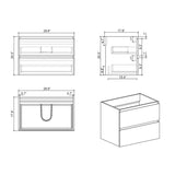 Alice-30W-105,Wall mount cabinet WITHOUT basin, Walnut color, With two drawers, Pre-assembled W1865107123