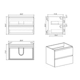 ZUN Alice-30W-102,Wall mount cabinet WITHOUT basin, Gray color, With two drawers, Pre-assembled W1865110045