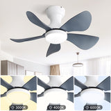 ZUN 29 lnch Small Ceiling Fan Flush Mount 5 Reversible ABS Blades with LED Dimmable Light W882P191021