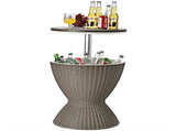 Brown Outdoor Imitation Rattan Ice Cooler Side Table 8Gal 2-Height Adjustable with Drain Plug 82248654