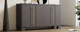 TREXM Wood Traditional Style Sideboard with Adjustable Shelves and Gold Handles for Kitchen, Dining N715P232696N