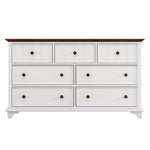 ZUN Wooden Captain Seven-Drawer Dresser for Bedroom, Living Room, Kids' Room, White+Walnut WF317050AAK