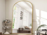 76"x 34" Arch-Top Oversized Full Length Mirror Metal Frame Freestading Floor Mirror, Gold 90210953