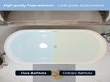 67" Linear Acrylic Freestanding Bathtub,Stand Alone Soaker Tub, Glossy White Acrylic, Toe-tap Chrome W1675P423113
