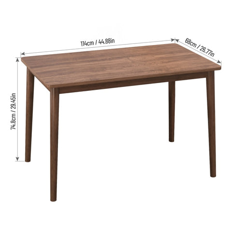 ZUN Dining Table Retro Rectangle Table Solid Rubber Wood Rustic Furniture for Kitchen Dining Room Walnut 25955467