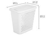 Slim Laundry Hamper, Plastic, Lift-top Lid and Integrated Handles, White, 4 Count 97378403