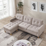 ZUN 87” Wide Modern Convertible Sofa & Chaise, L Shaped Tufted Fabric Couch, Reversible B082111419