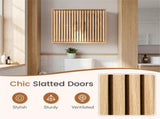 Natural 2-Tier Wall Mounted Bathroom Cabinet with Slatted Doors, 60.9620.3250.8cm Adjustable 46749699