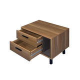 ZUN 2 Drawers Nightstand with 1 Open Compartment, Brown Oak and Black B016P256506