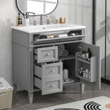 ZUN 30'' Bathroom Vanity with Top Sink, Modern Bathroom Storage Cabinet with 2 Drawers and a Tip-out N710P206904E