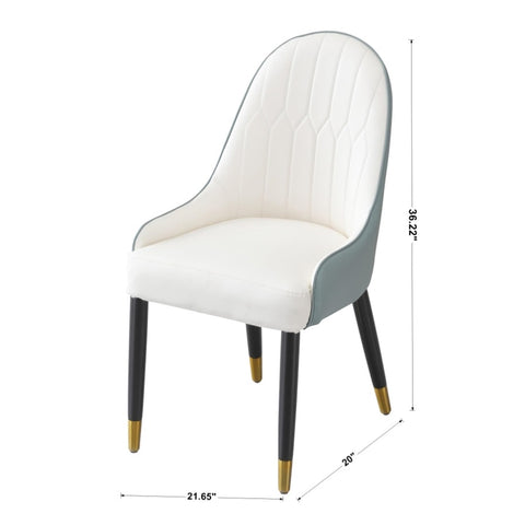 ZUN Dining Chair with PU Leather white green solid wood metal legs 38253615