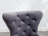 Montura Contemporary Tufted Velvet Chair with Nailhead Trim, Set of 2, Gray T2574P164575