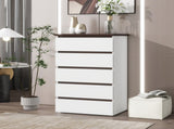5 Drawer for Bedroom, Modern Closets Chest of Drawers, White & Walnut color Storage W409134195