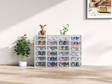 White Small 24-Piece Shoe Storage Box Set 33x23x14cm, Plastic Mesh & Stackable Design 02297430