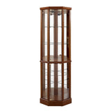 6 Shelf Lighted Corner Curio Cabinet with Adjustable Tempered Glass Shelves and Mirror Back, W1693P170906