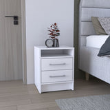 Greter 24" Two-Drawer Night Stand With open shelf White B200P240255