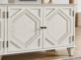 65.2" Mid Century Modern Sideboard Buffet Cabinet with Storage, Symmetrical Geometric Accent Coffee W1801P346230