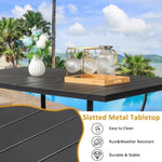 ZUN 60*38*28.5in Iron With Umbrella Hole Patio Bar Table Black 15801327