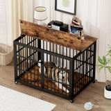 Furniture style dog crate wrought iron frame door with side openings, Rustic Brown, 43.3''W x W1162119831