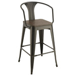 ZUN Dark Elm and Matte Black Bar Height Stool B062P153516