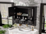 4-in-1 Bathroom Mirror Cabinet, 24-inch Wall Mounted Medicine Cabinet with Drawers & Organizer N710P405416B