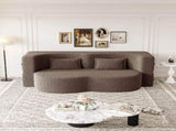 Modern Floor Sofa with 2 Pillows,Convertible Teddy Fabric Foam-Filled Sleeper Sofa Bed,15" Full Size 24303172