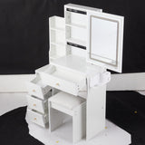 Small Size Left Bedside Cabinet Vanity Table Cushioned Stool, 2 AC2 USB Power Station, Hair dryer W936P226042