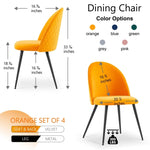 ZUN Dining Chair, Orange Velvet, Metal Black legs, Set of 4 Side Chairs W116459162